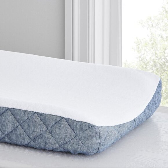 Pottery Barn Kids Grey Linen Crib Skirt/Changing Pad Cover - Picture 2 of 7